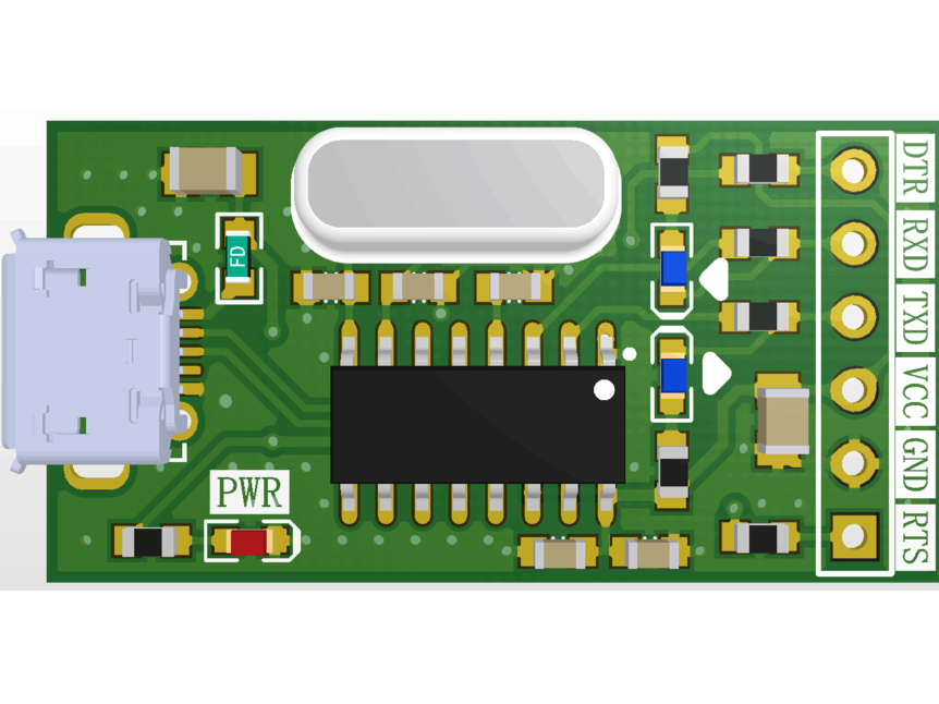 USB转TTL串口模块（原理图、3D PCB源文件）_百工联_工业互联网技术服务平台