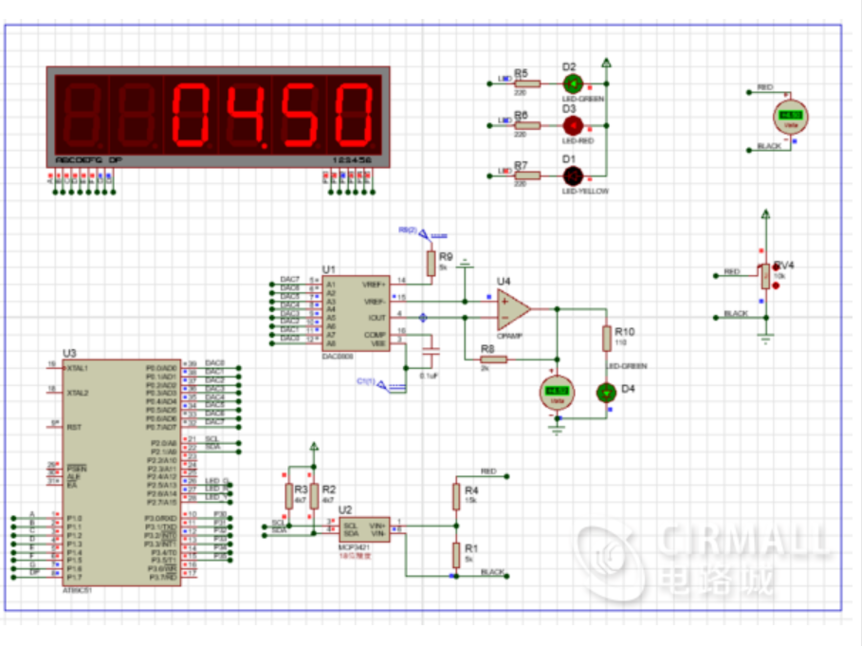 基于51单片机的电压计protues仿真（IIC读取MCP3421，加DAC0808输出，LED亮度调节）根据内容免费修改_百工联_工业互联网技术服务平台