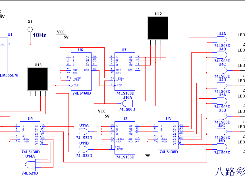 基于Multisim的八路彩灯_鹏程工联_工业互联网技术服务平台