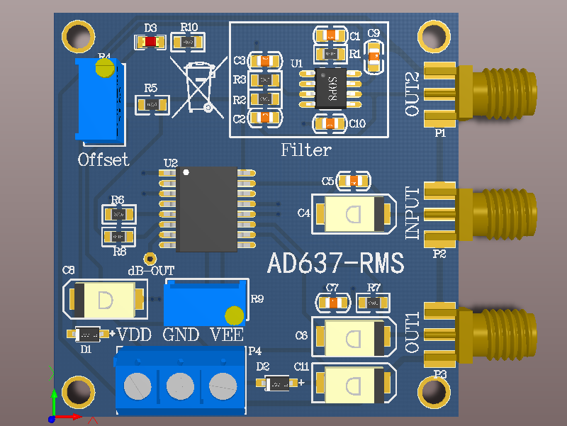 AD637有效值RMS直流转换器典型应用及PCB文件_百工联_工业互联网技术服务平台