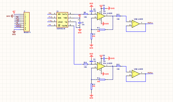 基于MCP4822的数模转换模块电路+PCB源文件（输出0-10V）_百工联_工业互联网技术服务平台