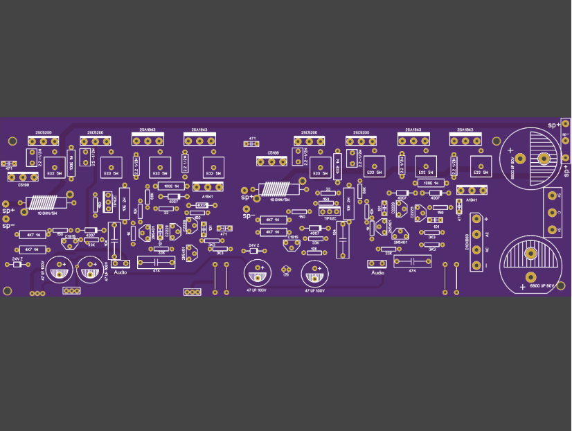 基于2SC5200 和 2SA1943 DIY400瓦立体声音频放大器板，资料开源_百工联_工业互联网技术服务平台