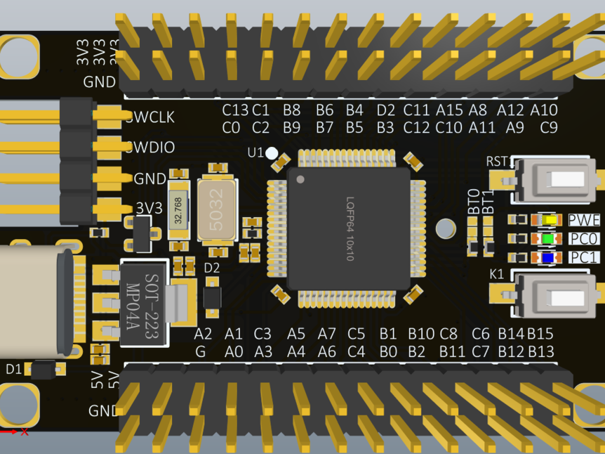 STM32F103RCT6最小系统板的电路方案（pcb+原理图）_百工联_工业互联网技术服务平台