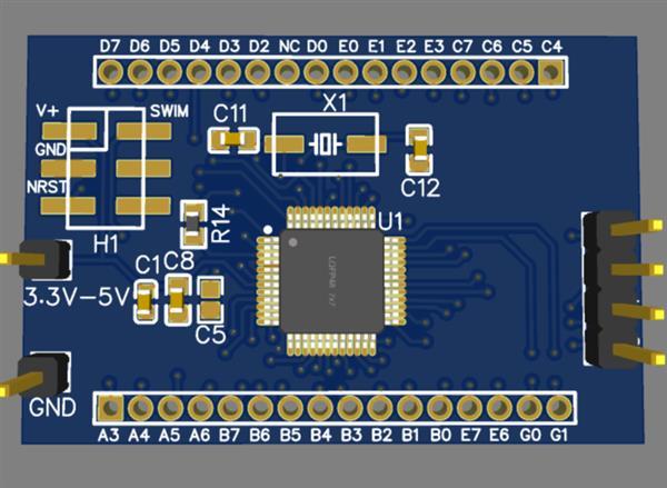 STM8S005C6的最小板电路设计方案（pcb）_百工联_工业互联网技术服务平台