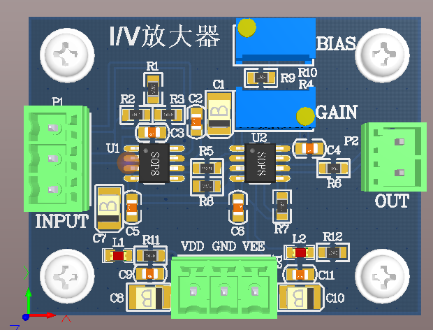 IV转换放大器，精密运放，光电二极管放大电路，微弱信号放大电路（AD格式工程源文件，PCB可直接打样）_百工联_工业互联网技术服务平台