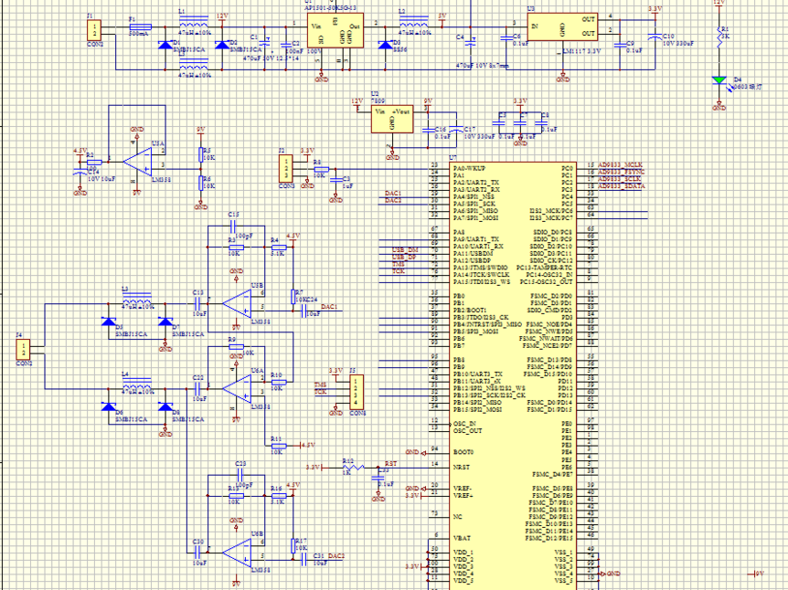 基于STM32F103VCT6设计的 DA 可输出正弦波的电路方案 (原理图+PCB)_百工联_工业互联网技术服务平台