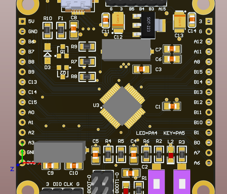 STM32F103C8T6最小系统板 集成CH340串口 平衡车主控设计方案(电路图+pcb)_百工联_工业互联网技术服务平台