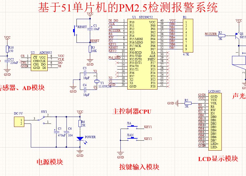 基于51单片机的PM2.5检测报警系统(原理图+程序）_百工联_工业互联网技术服务平台