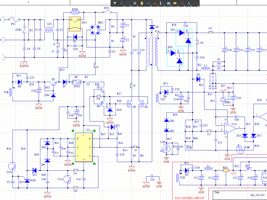 AC电压转换电路方案设计（ 220V 转24V 350W）原理图、pcb_百工联_工业互联网技术服务平台