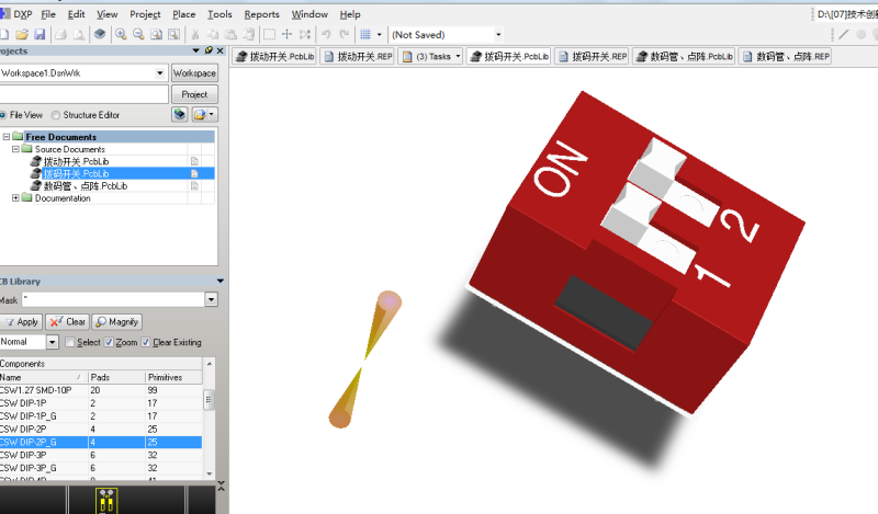 数码管点阵拨动开关拨码开关Altium封装库 2D+3D PCB封装库-28MB_百工联_工业互联网技术服务平台