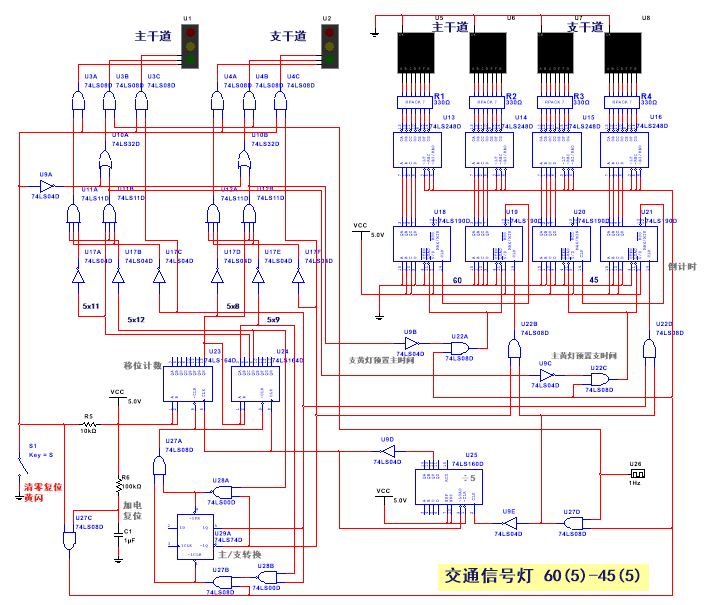 基于Multisim的十字路口交通灯设计_鹏程工联_工业互联网技术服务平台