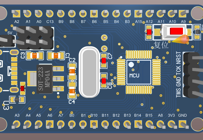 STM32F103C8T6最小系统电路设计方案（原理图+PCB文件）_鹏程工联_工业互联网技术服务平台